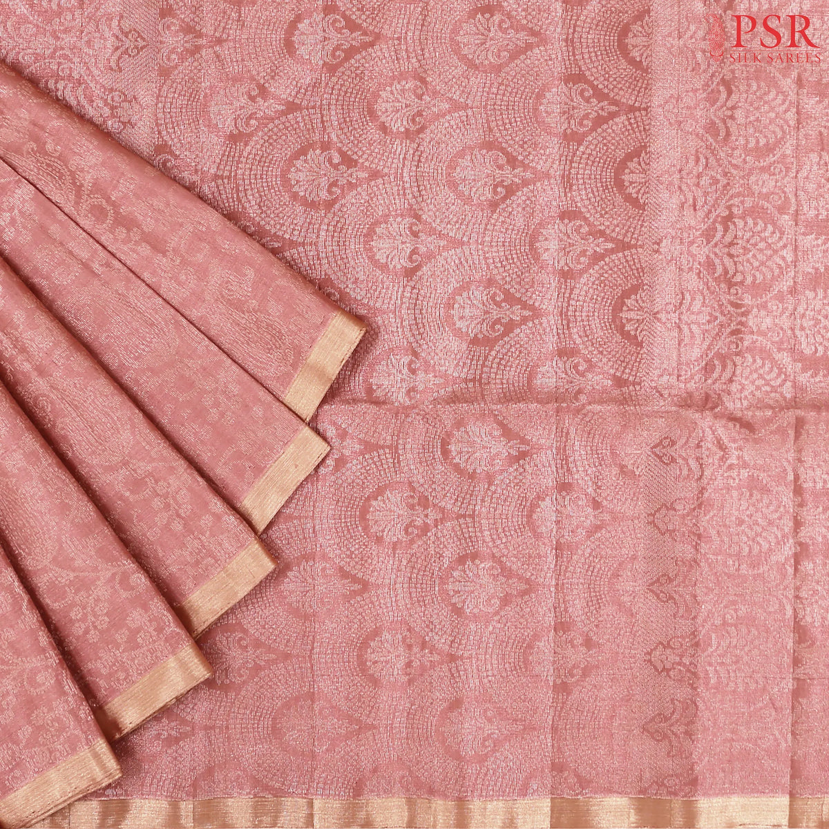 Copper Pink Tissue Soft Silk Saree