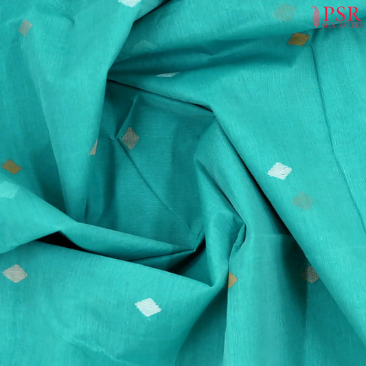 Turquoise Blue Bengal Cotton Saree