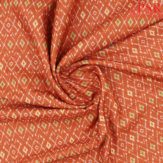 Orange Semi Tassar Ikkat Print Running Material