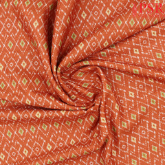 Orange Semi Tassar Ikkat Print Running Material
