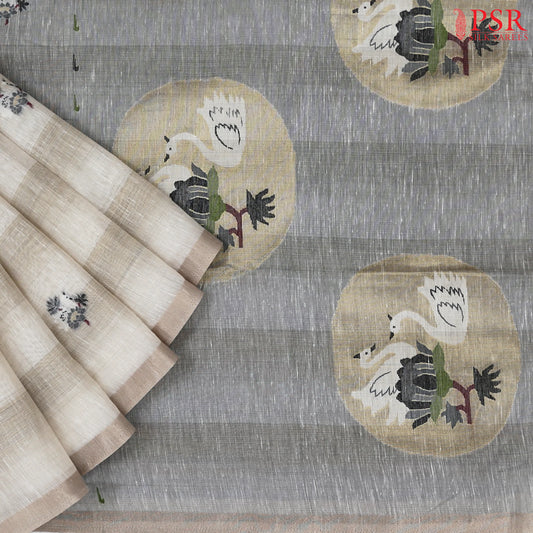 Light Beige Ghicha Cotton Saree