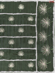Dark Olive Green Kosa Embroidery Saree