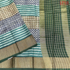 Chanderi Silk Cotton - Green & Grey