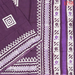Off White & Purple Batik Cotton Dress Material