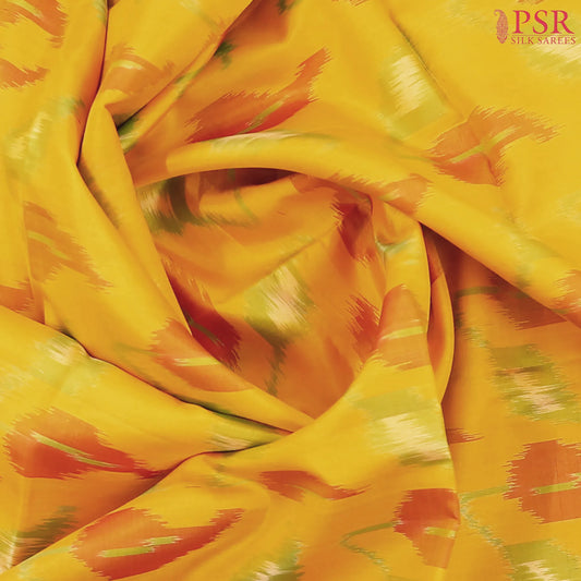 Mango Yellow Pochampally Soft Silk Saree