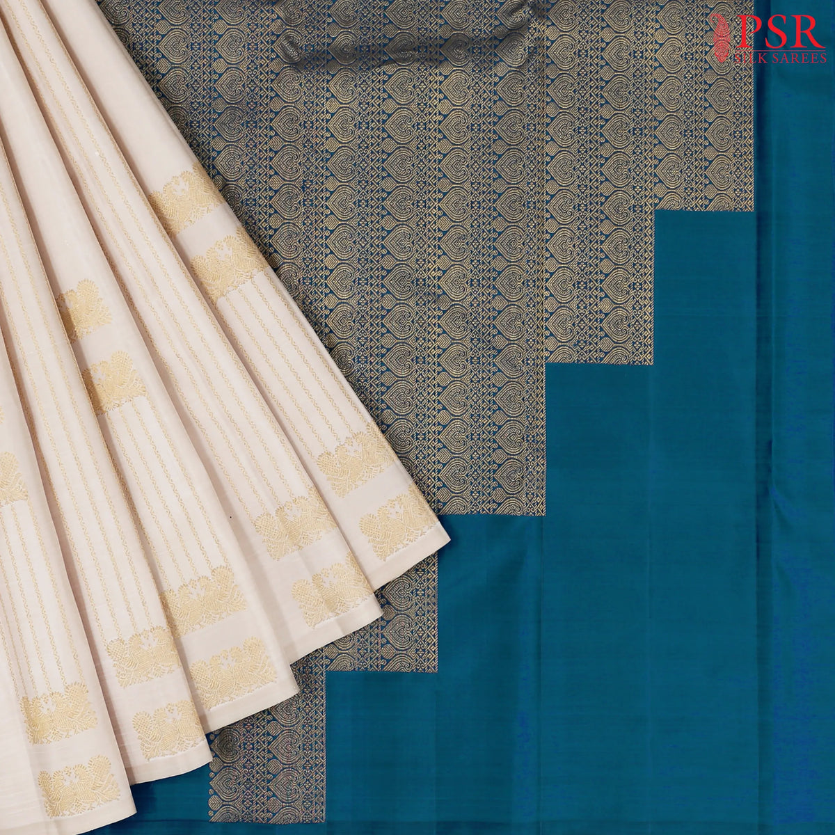 Ivory Beige Kanchipuram Silk Saree