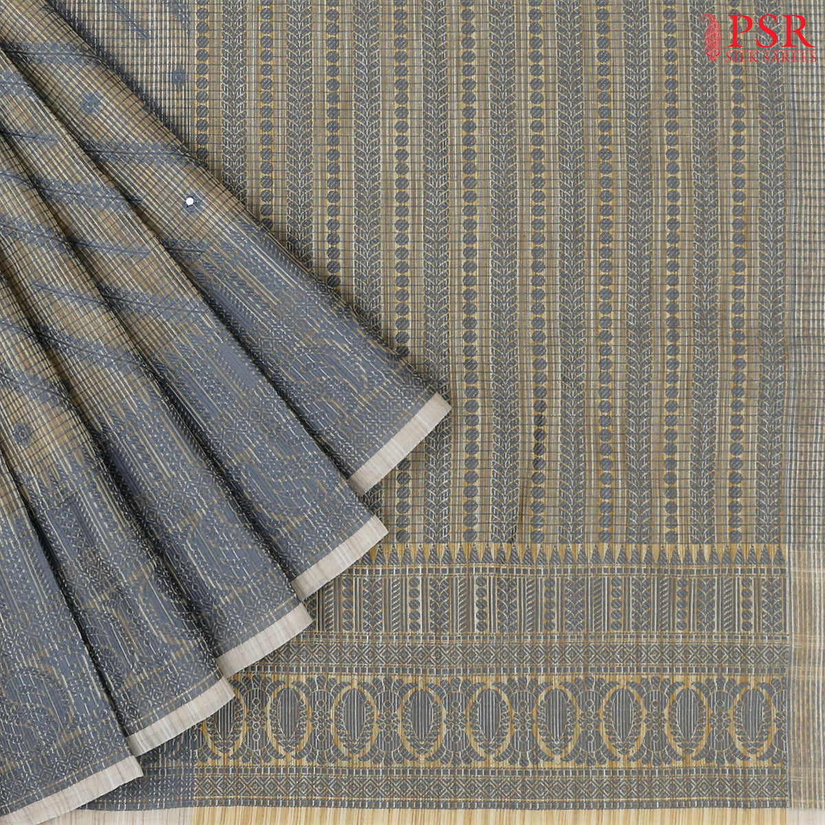 Grey Manipuri Supernet Cotton Saree
