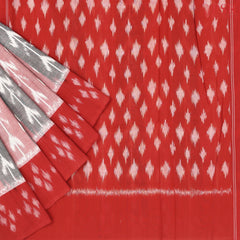 Grey & Light Red Ikkat Cotton Saree