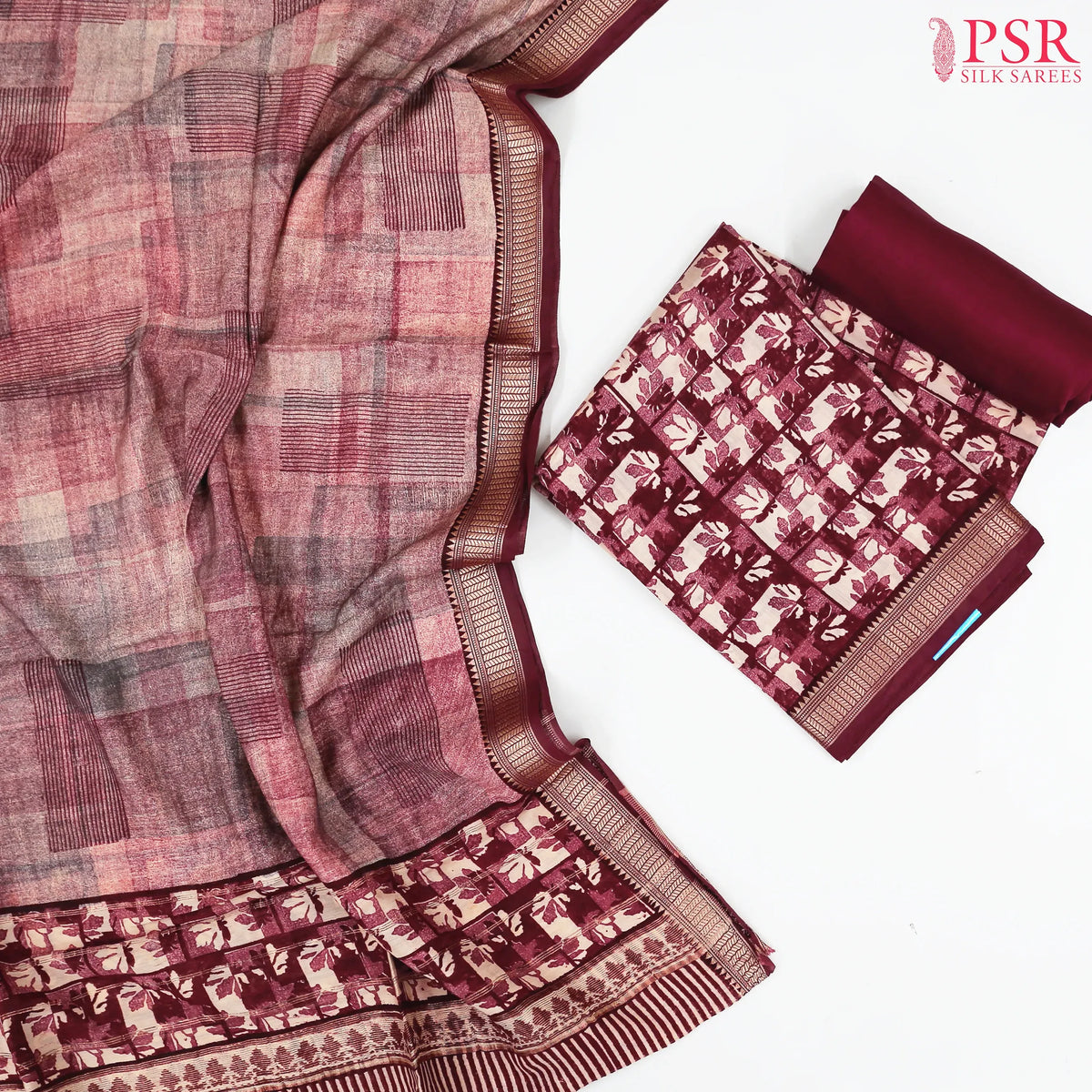 Maroon Assam Silk Dress Material