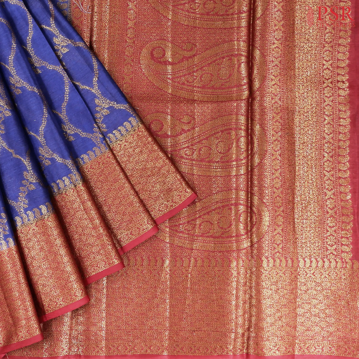 Berry Blue Banaras Tussar Silk Saree