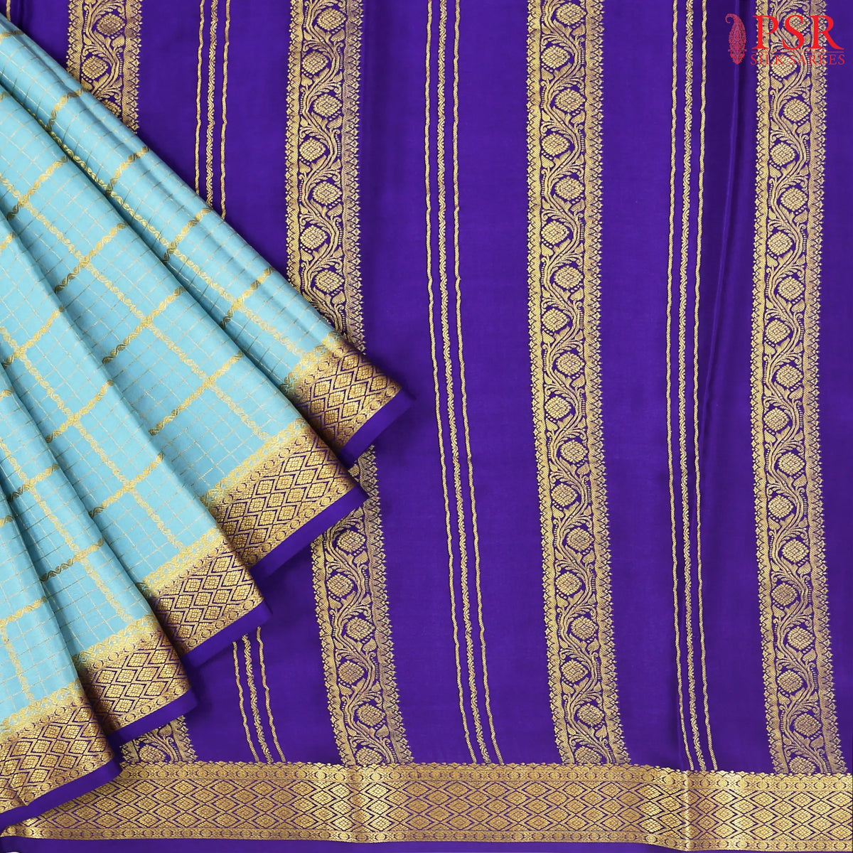 Sky Blue Mysore Silk Saree