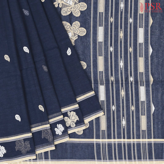 Prussian Blue Byloom Cotton Saree