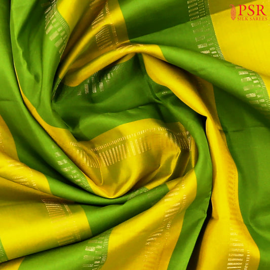 Green & Olive Yellow Soft Silk Saree