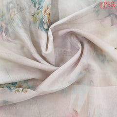 Dove White Organza Embroidery Saree
