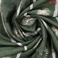 Dark Olive Green Kosa Embroidery Saree