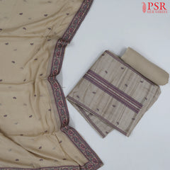 Beige Tussar Silk Dress Material