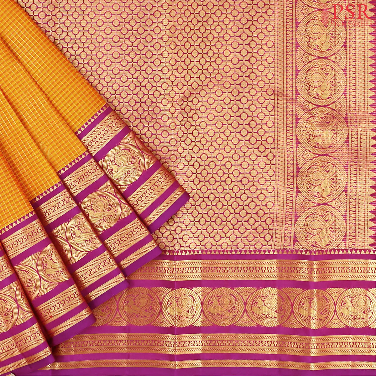 Marigold Fancy Kanchipuram Silk Saree