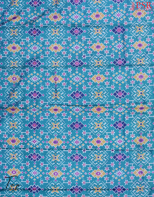 Peacock Blue Soft Patola Silk Cotton Dress Material