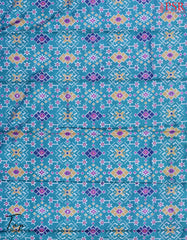 Peacock Blue Soft Patola Silk Cotton Dress Material