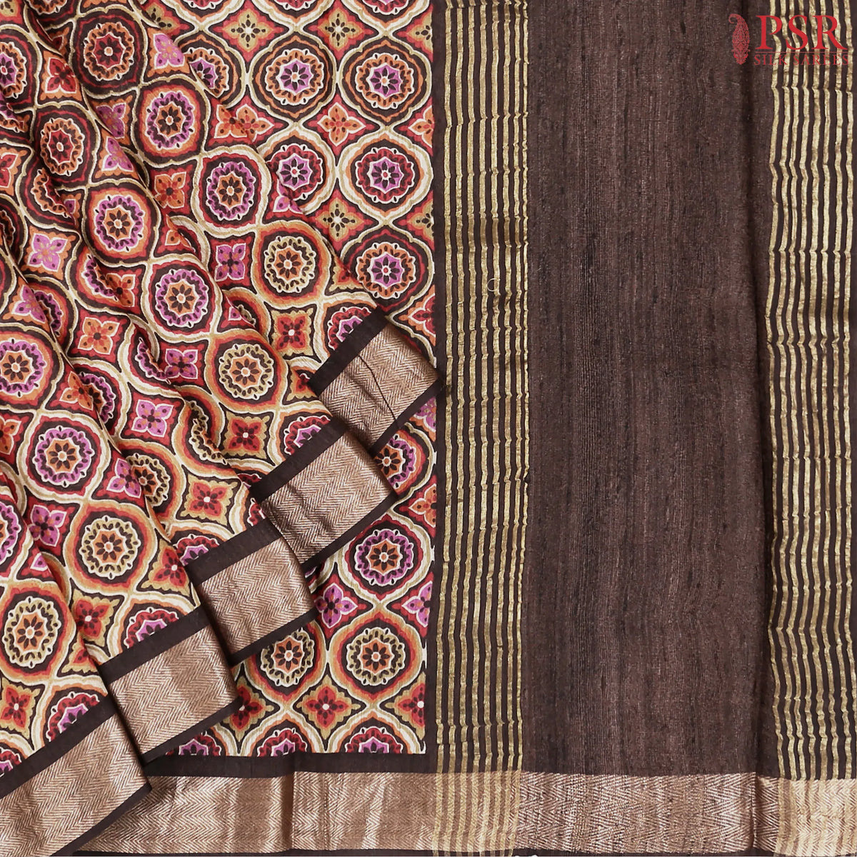 Carob Brown Munga Silk Saree