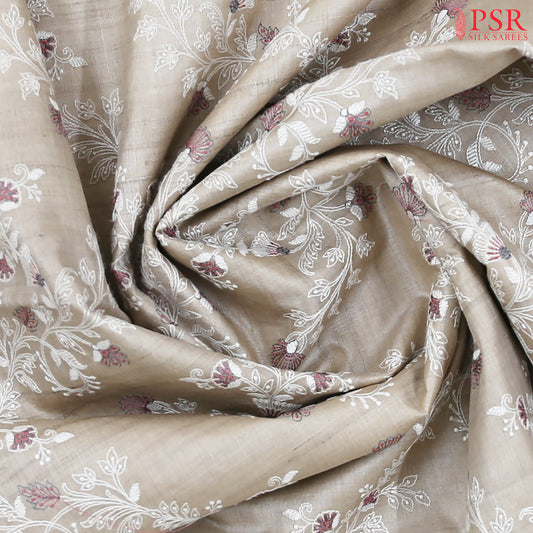 Beige With Pink Kadhi Tussar Silk Saree