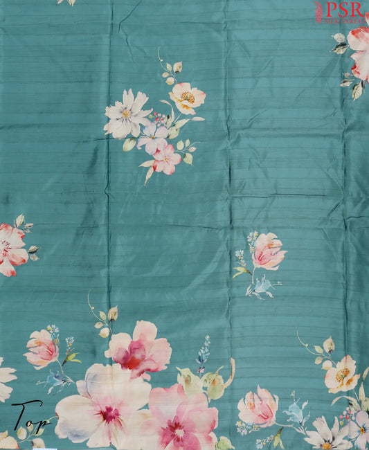 Steel Teal Semi Tassar Dress Material