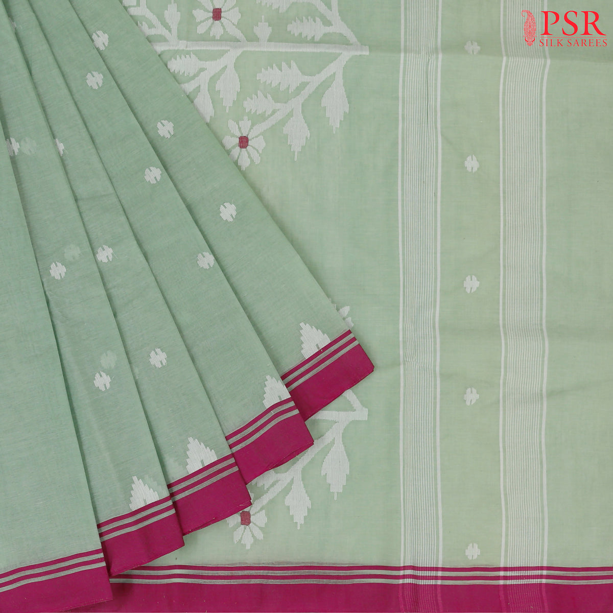 Mint Green Bengal Cotton Saree
