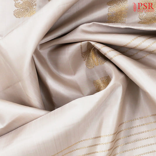 Ivory Beige Kanchipuram Silk Saree