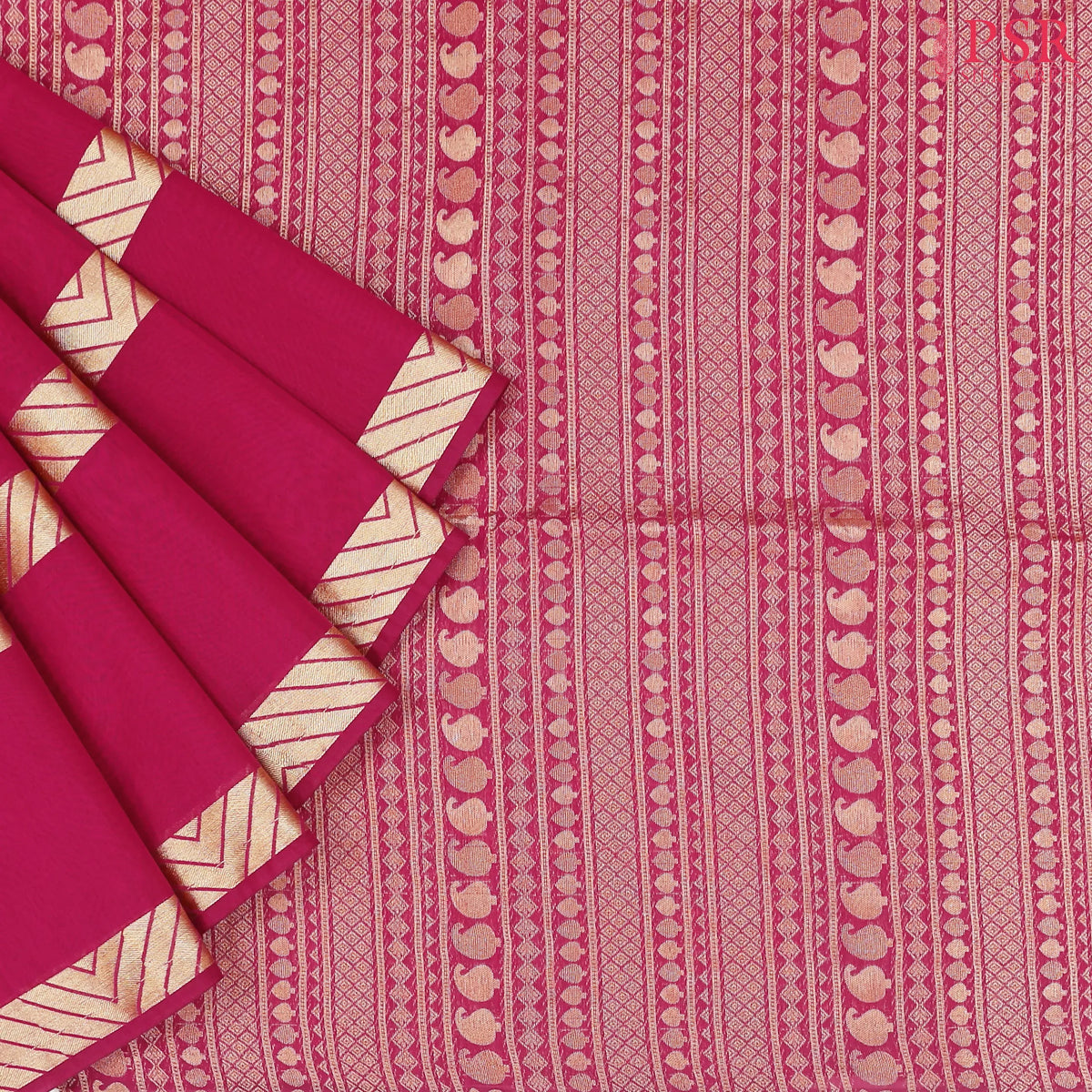 Cerise Pink Semi Silk Cotton Saree