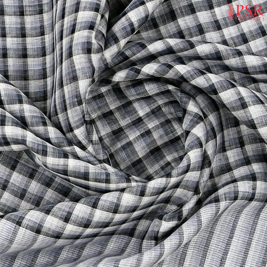 Grey & White Linen Saree