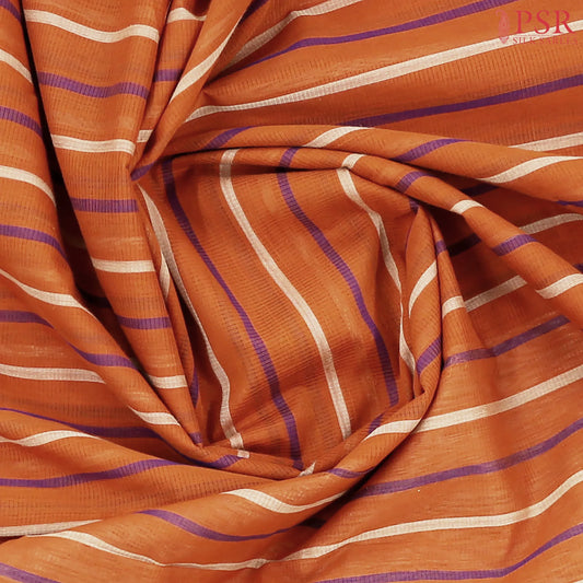 Dark Orange Mangalagiri Cotton Saree