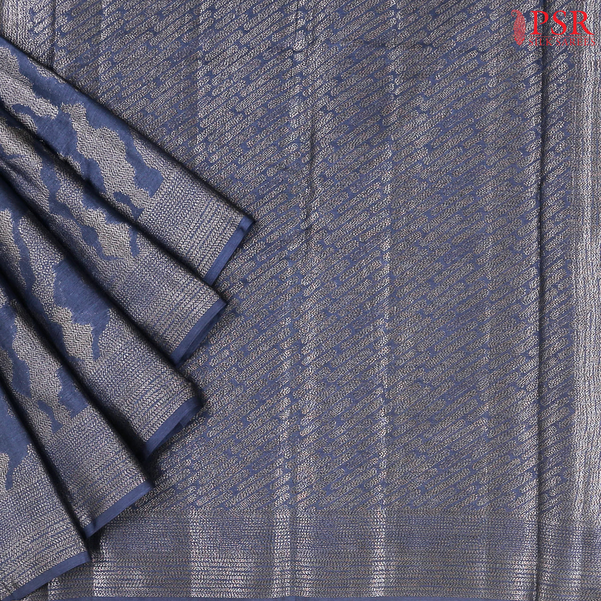 Dark Blue Banaras Tussar Silk Saree
