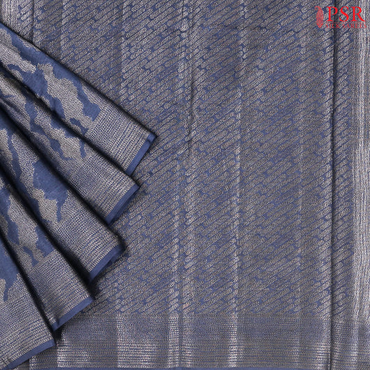 Dark Blue Banaras Tussar Silk Saree