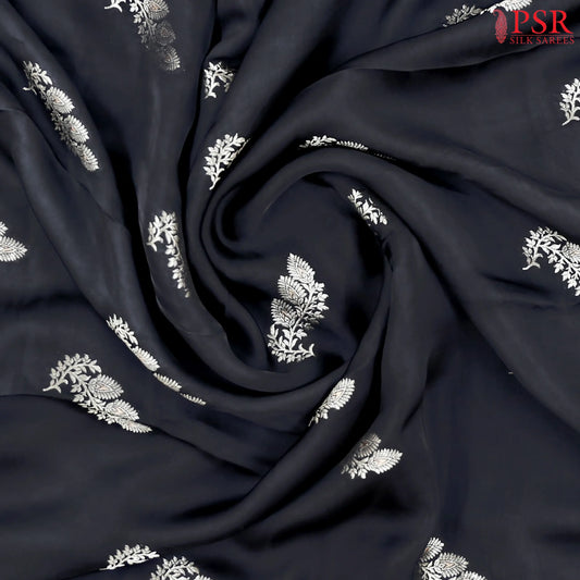 Black Banarasi Habutai Satin Saree
