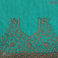 Emerald Green Georgette Laser Embroidery Saree