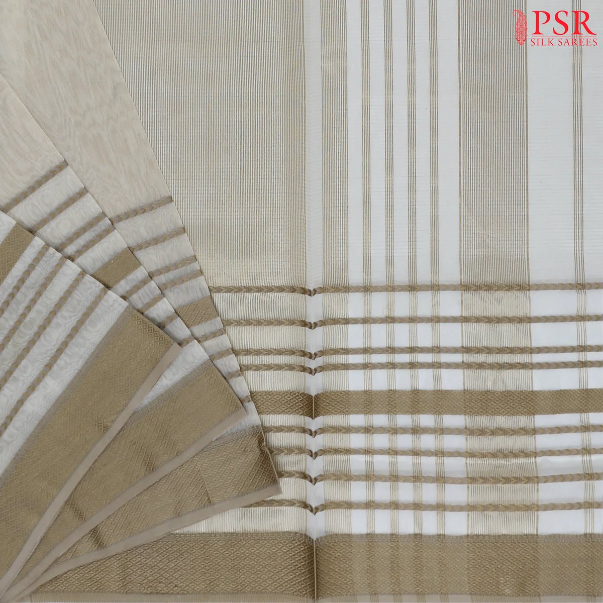 Beige Maheshwari Silk Cotton Saree