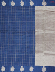 Dark Cobalt Blue Chiniya Silk Saree
