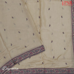Beige Tussar Silk Dress Material