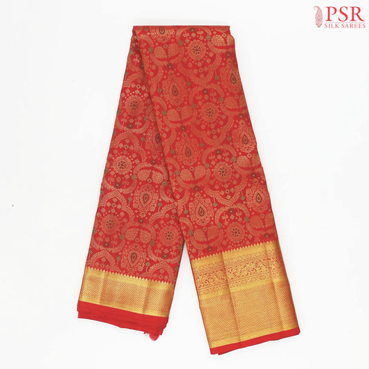 Red Kanchipuram Jacquard Silk Saree