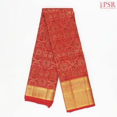 Red Kanchipuram Jacquard Silk Saree