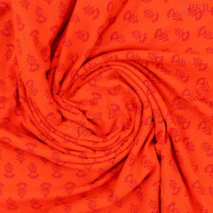 Vermilion  red Cotton Print Running Material