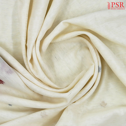 Cream Beige Ghicha Linen Saree