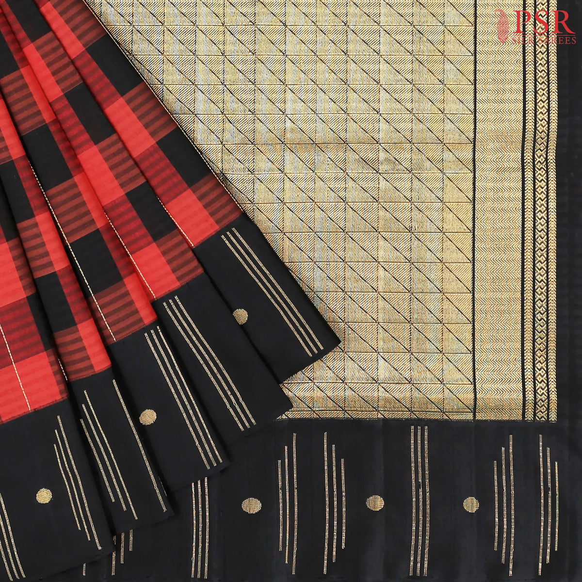 Red & Black Soft Silk Saree