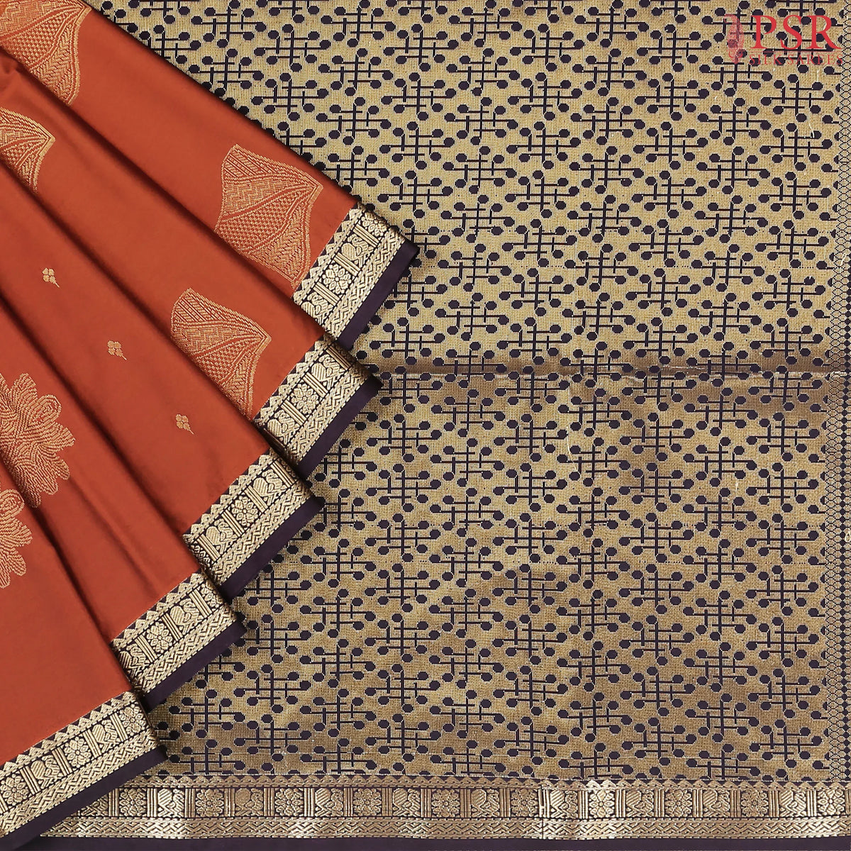 Rust Orange Soft Art Silk Saree