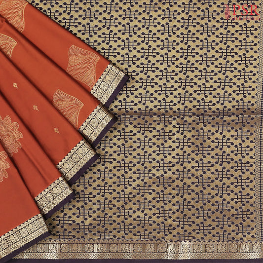 Rust Orange Soft Art Silk Saree