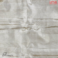 Silver White Kanchipuram Jacquard Tissue Silk Saree