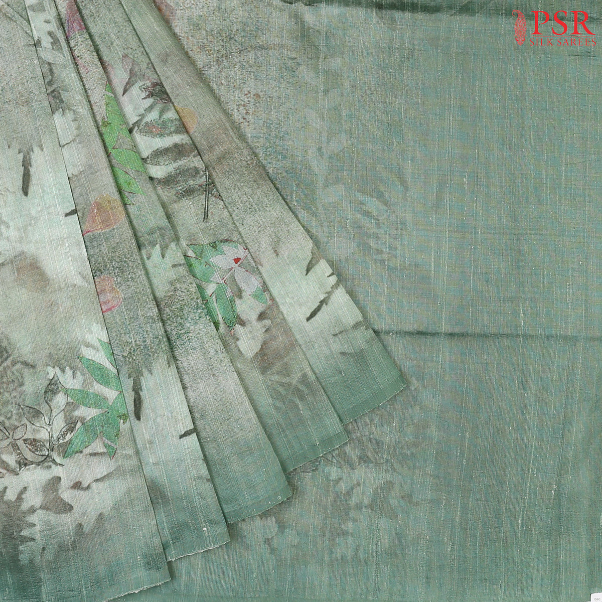 Dark Mint Green Kadhi Tussar Silk Saree