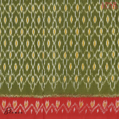 Olive Green Ikkat Cotton Saree
