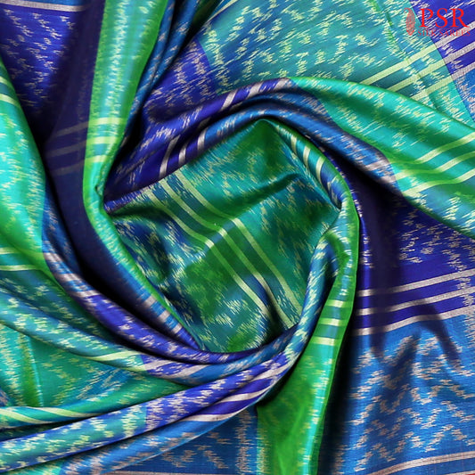 Blue & Green Pochampally Soft Silk Saree