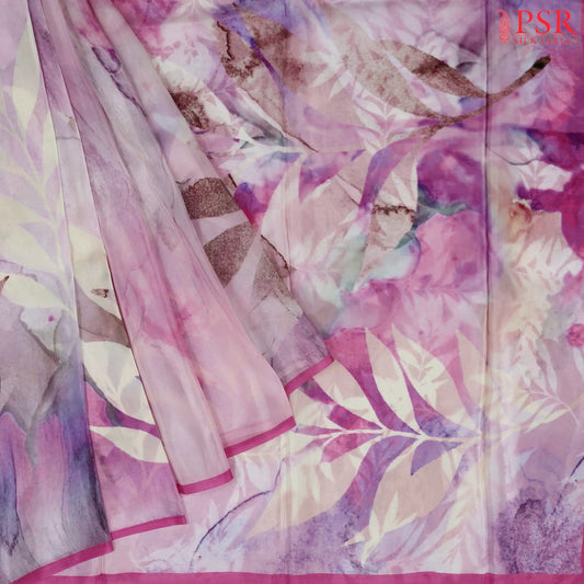 Light Pink Semi Crepe Saree